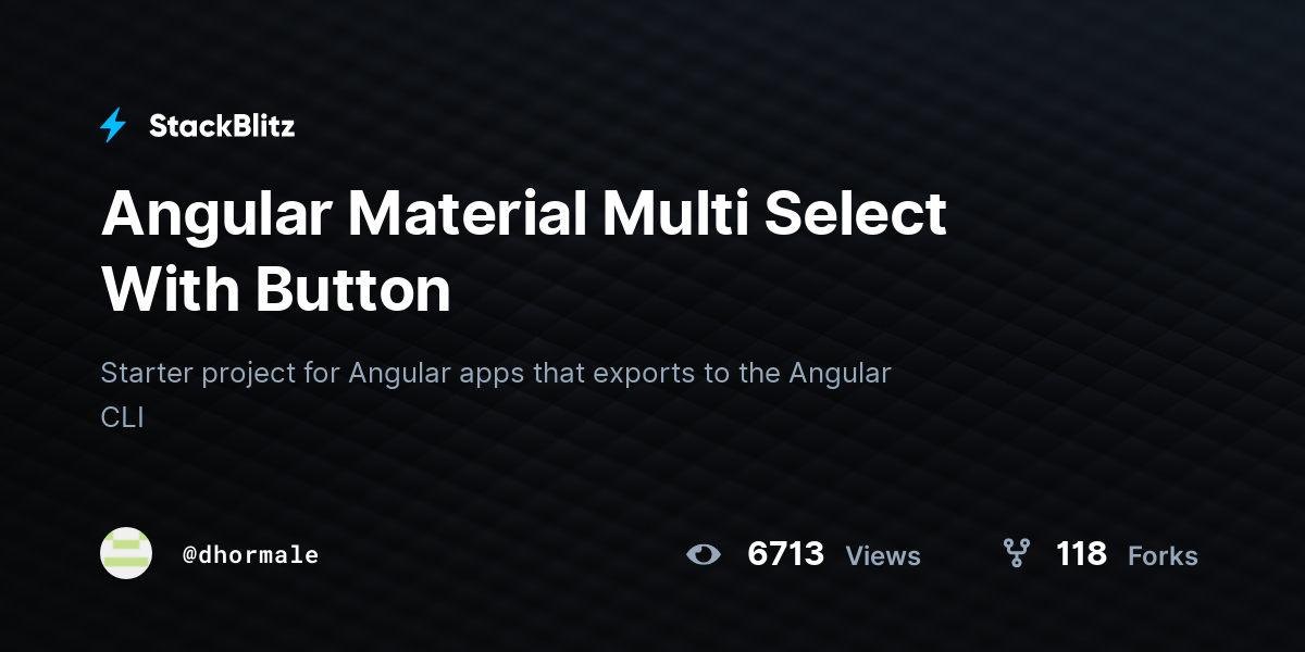 Angular Material Multi Select With Button - StackBlitz