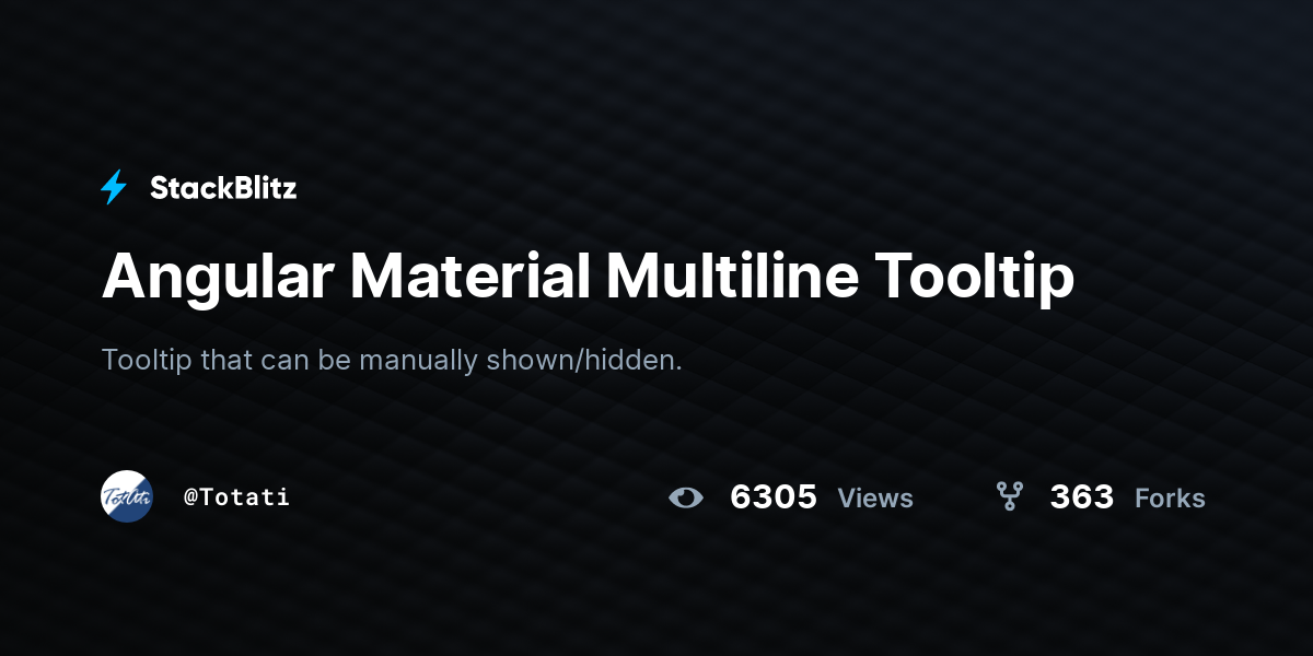 Angular Material Multiline Tooltip - StackBlitz
