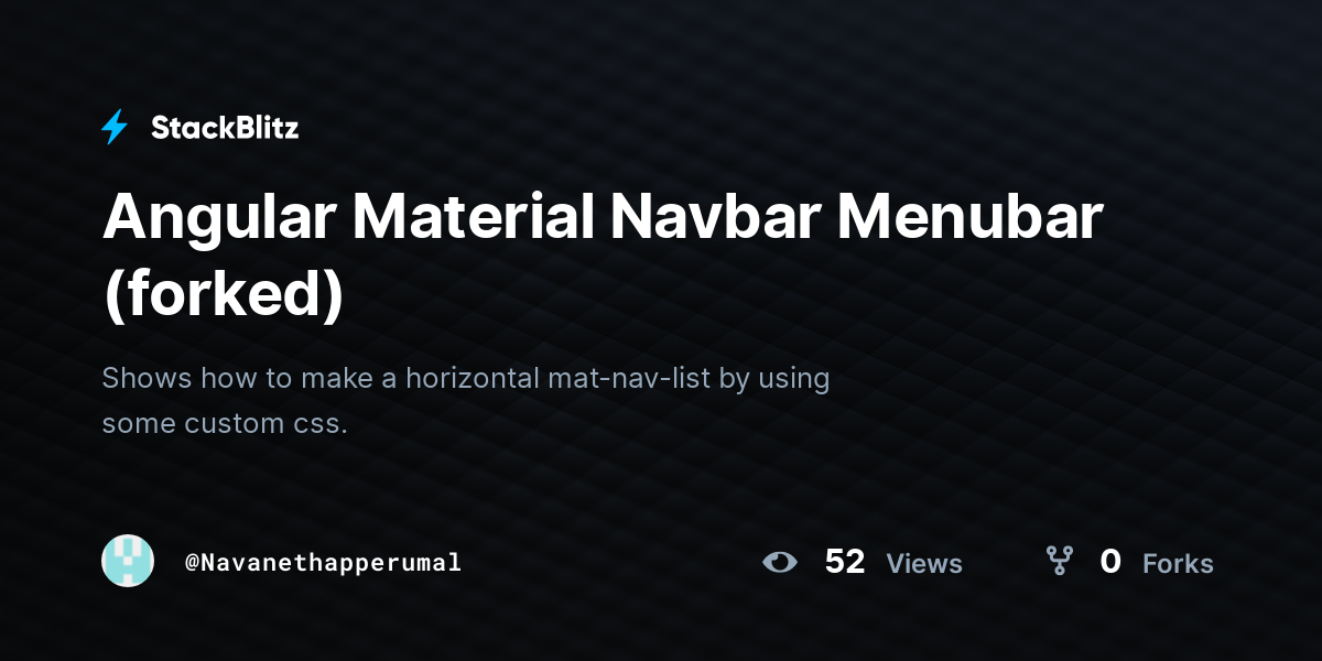 Angular Material Navbar Menubar (forked) - StackBlitz