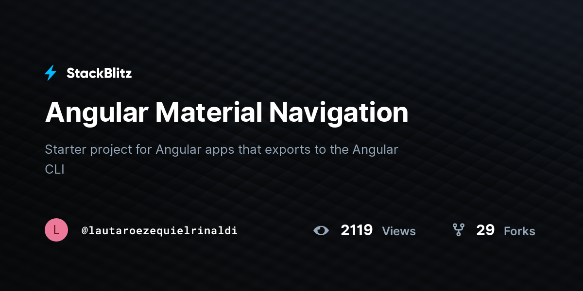 Angular Material Navigation - StackBlitz