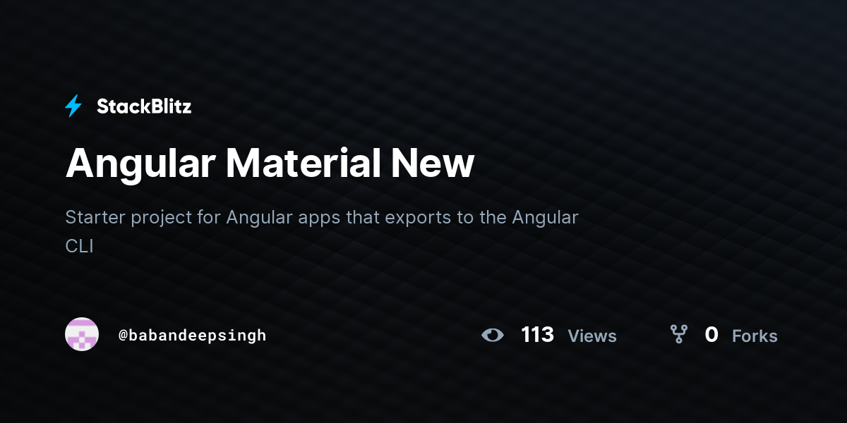 Angular Material New - StackBlitz
