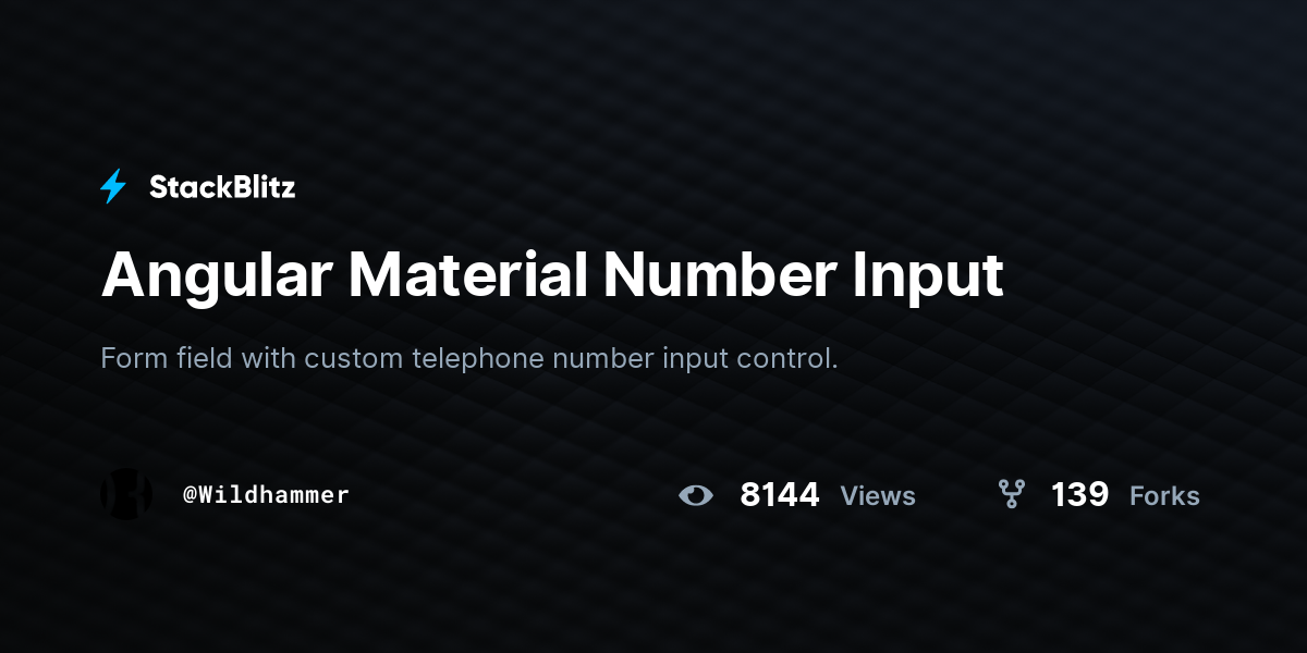 Angular Material Number Input - StackBlitz