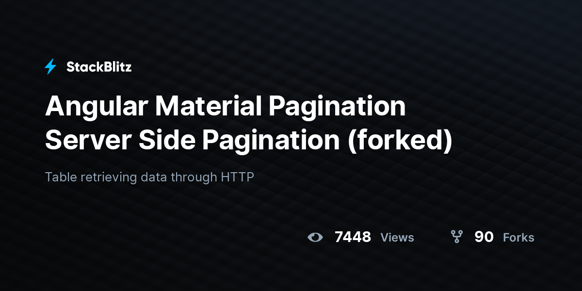 Angular Material Pagination Server Side Pagination (forked) - StackBlitz