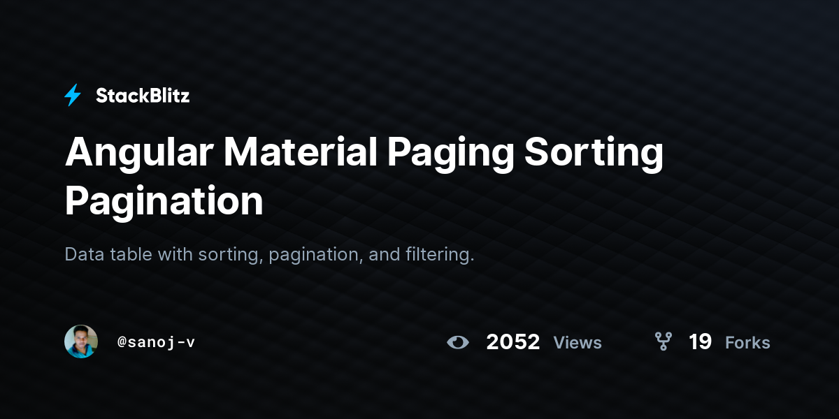 Angular Material Paging Sorting Pagination - StackBlitz