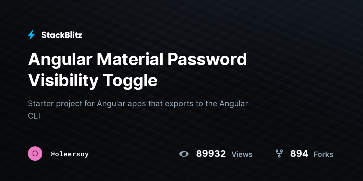 Angular Material Password Visibility Toggle - StackBlitz