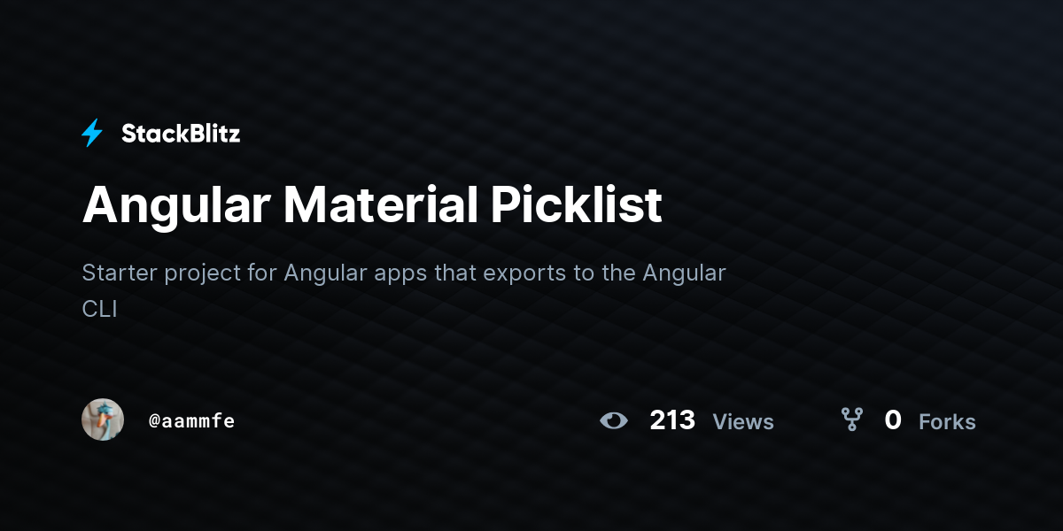 Angular Material Picklist - StackBlitz