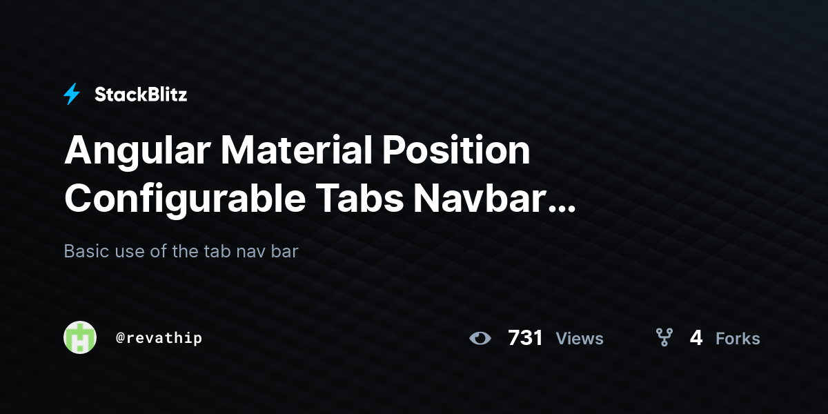 Angular Material Position Configurable Tabs Navbar (forked) - StackBlitz