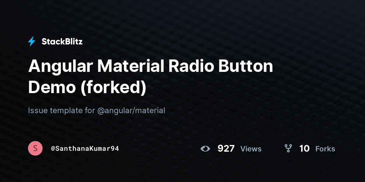 Angular Material Radio Button Demo (forked) - StackBlitz