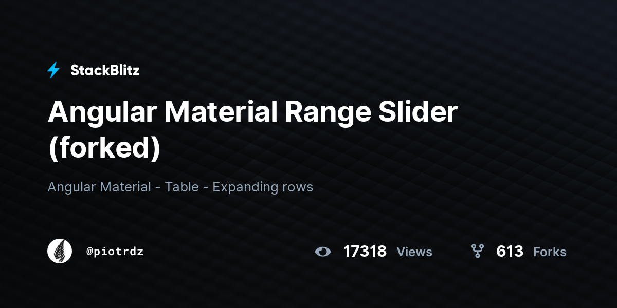 Angular Material Range Slider (forked) StackBlitz