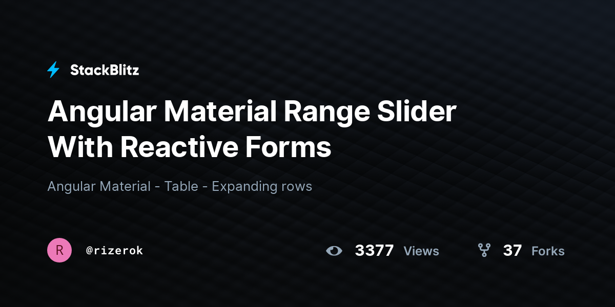 Angular Material Range Slider With Reactive Forms - StackBlitz