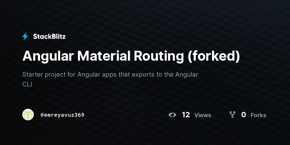 Angular Material Routing (forked) - StackBlitz
