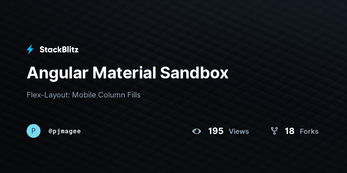 Angular Material Sandbox - StackBlitz
