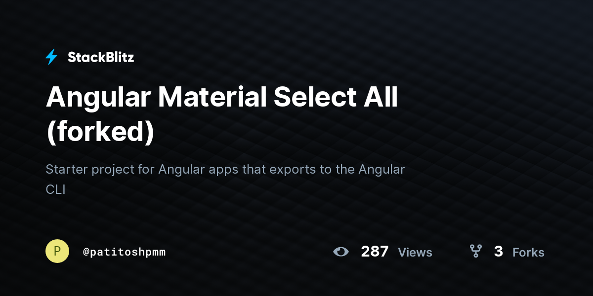 Angular Material Select All (forked) - StackBlitz