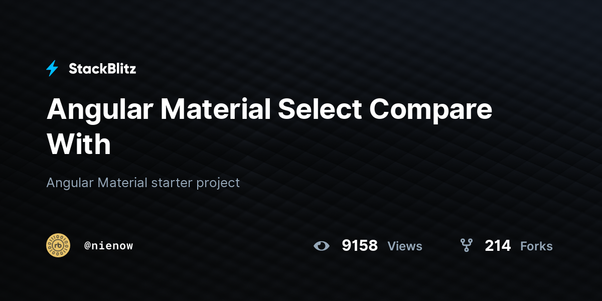 Angular Material Select Compare With - StackBlitz