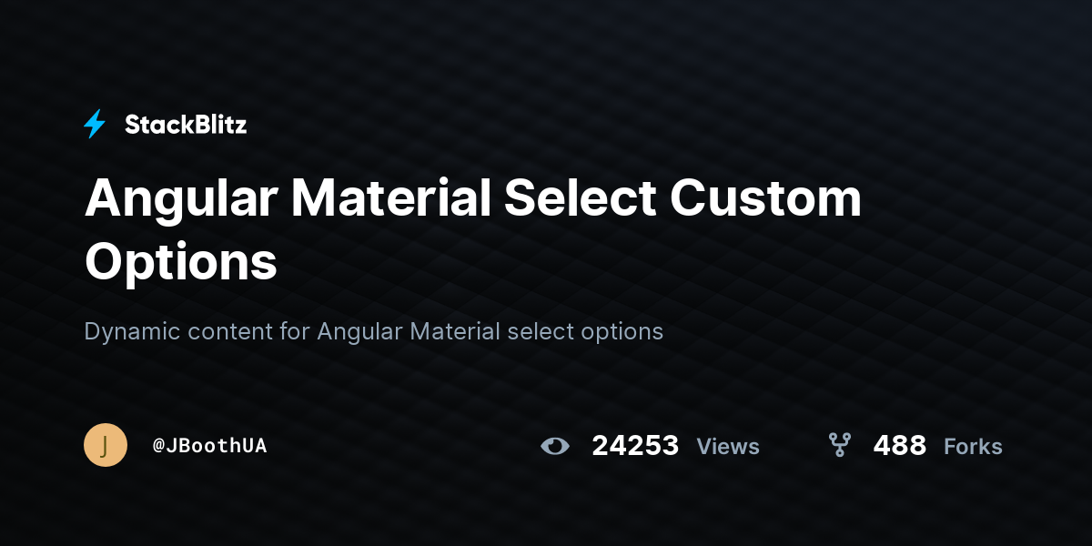 Angular Material Select Custom Options - StackBlitz