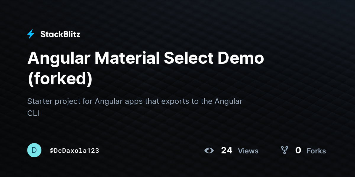 Angular Material Select Demo (forked) - StackBlitz
