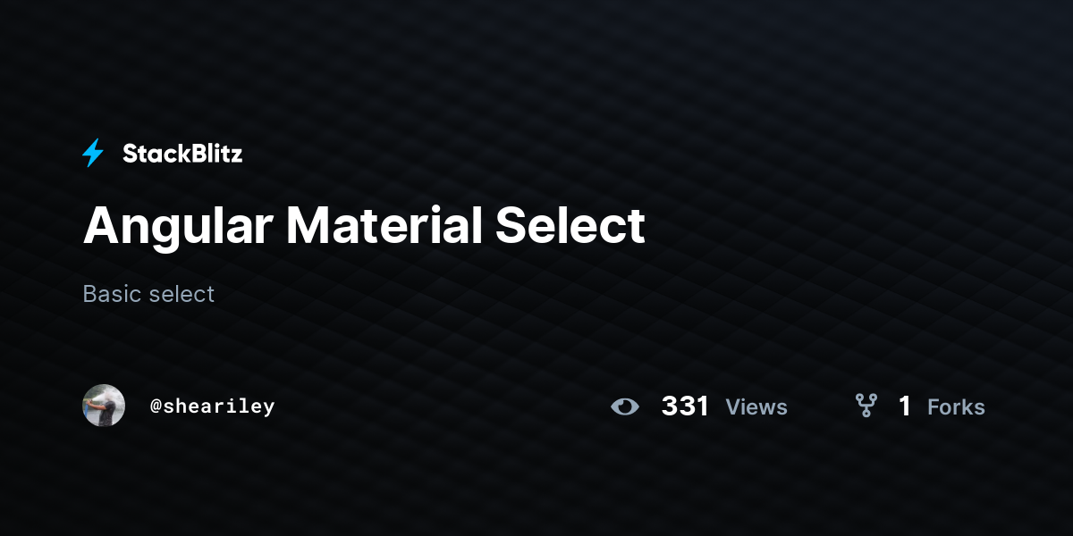 Angular Material Select - StackBlitz
