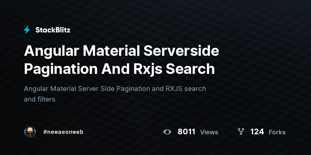 Angular Material Serverside Pagination And Rxjs Search - StackBlitz