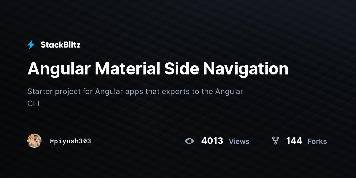 Angular Material Side Navigation StackBlitz
