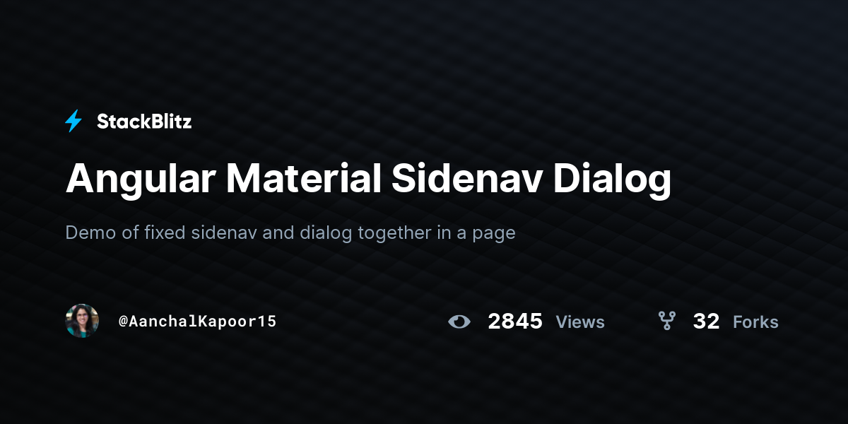 Angular Material Sidenav Dialog - StackBlitz
