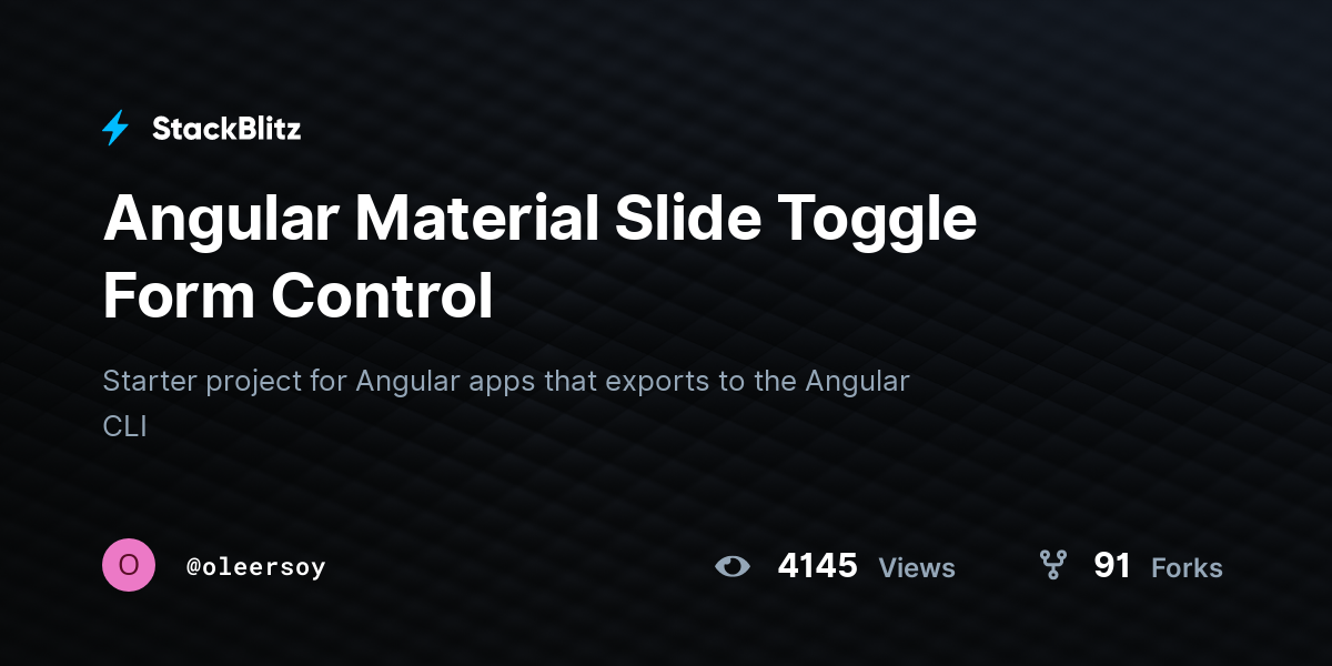 Angular Material Slide Toggle Form Control - StackBlitz