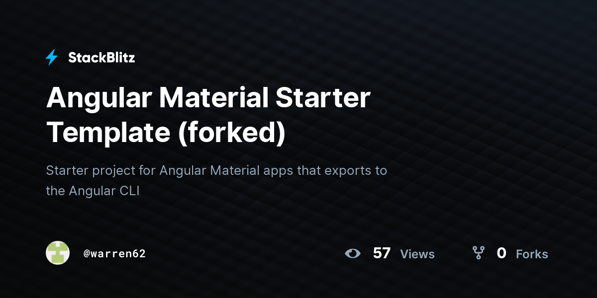 Angular Material Starter Template (forked) - StackBlitz
