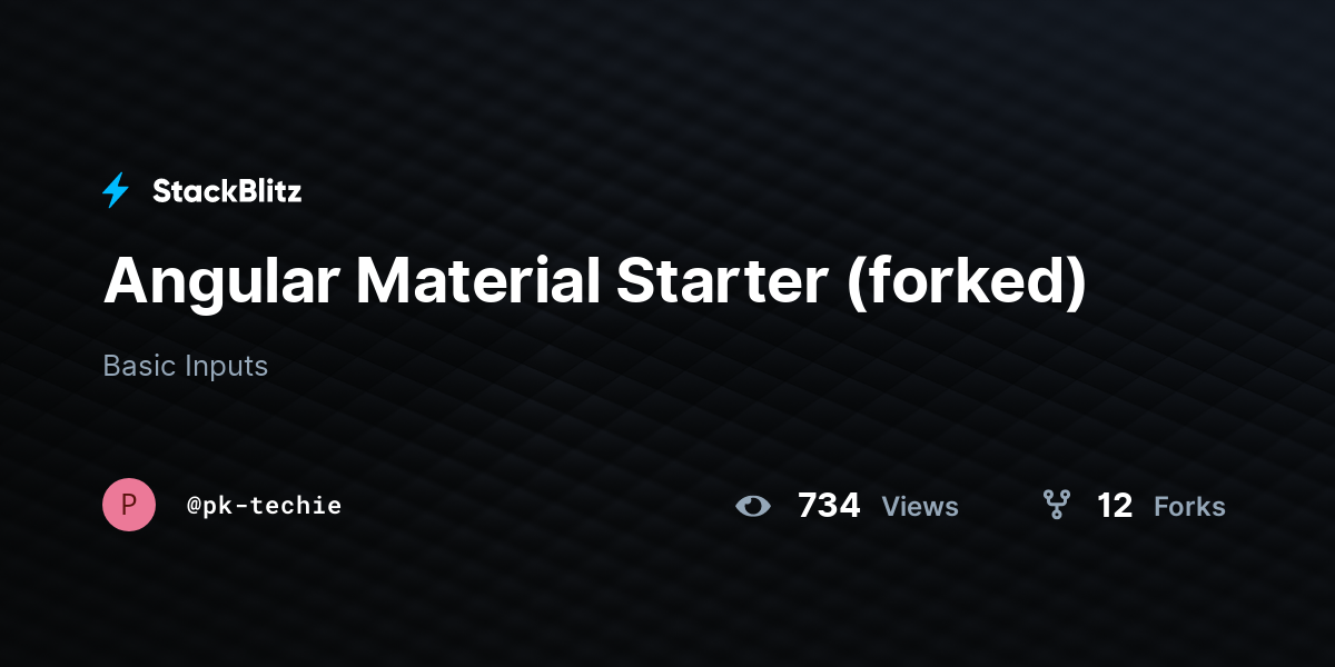 Angular Material Starter (forked) - StackBlitz