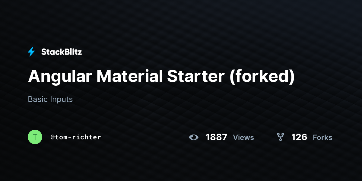 Angular Material Starter (forked) - StackBlitz
