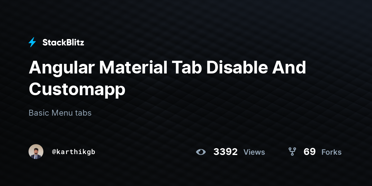 Angular Material Tab Disable And Customapp - StackBlitz