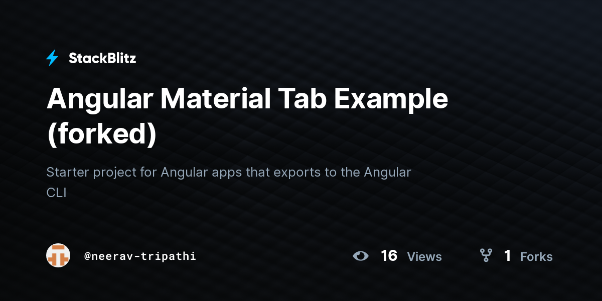 Angular Material Tab Example (forked) StackBlitz