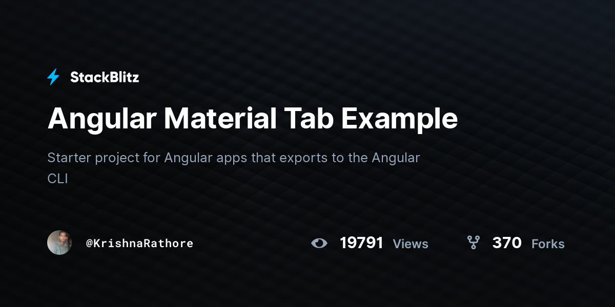 Angular Material Tab Example StackBlitz
