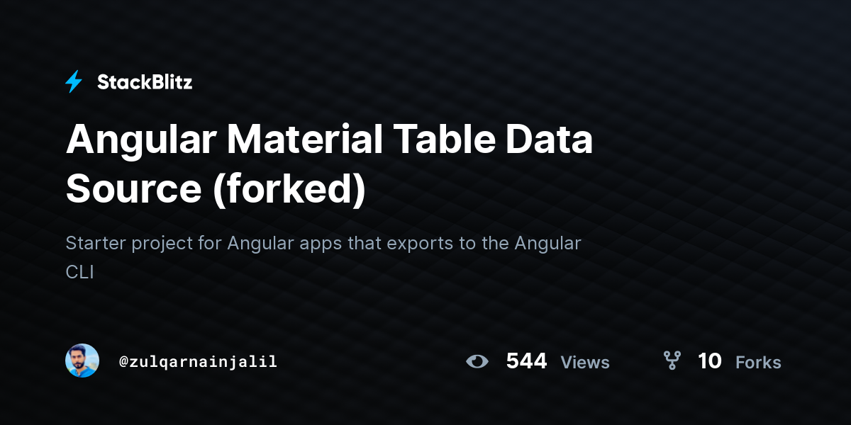 Angular Material Table Data Source (forked) - StackBlitz