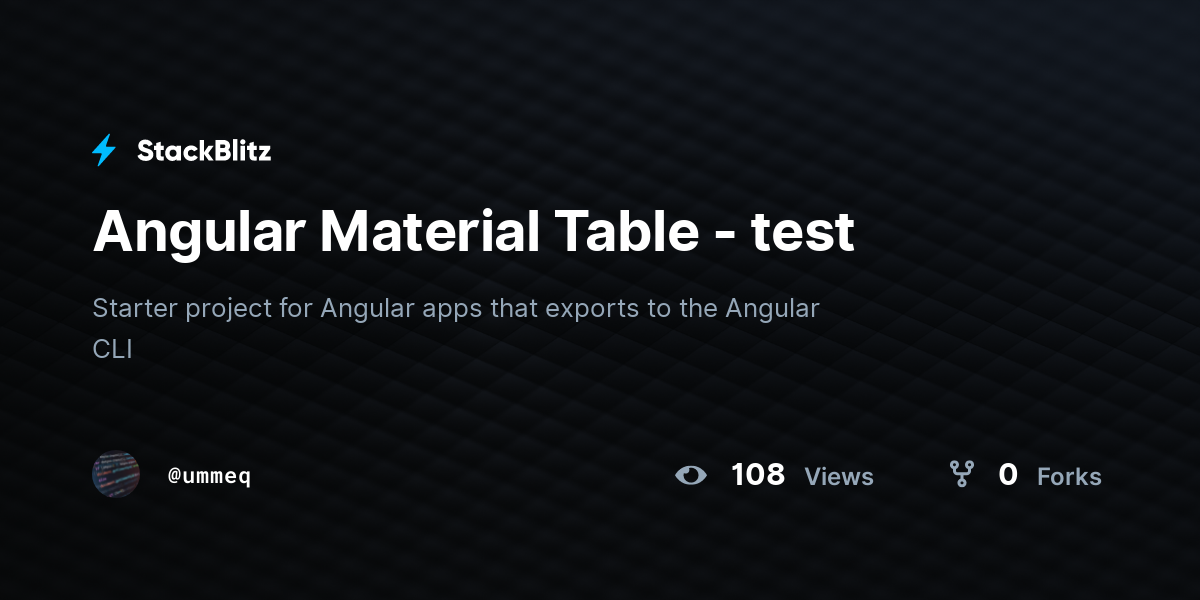 Angular Material Table - test - StackBlitz