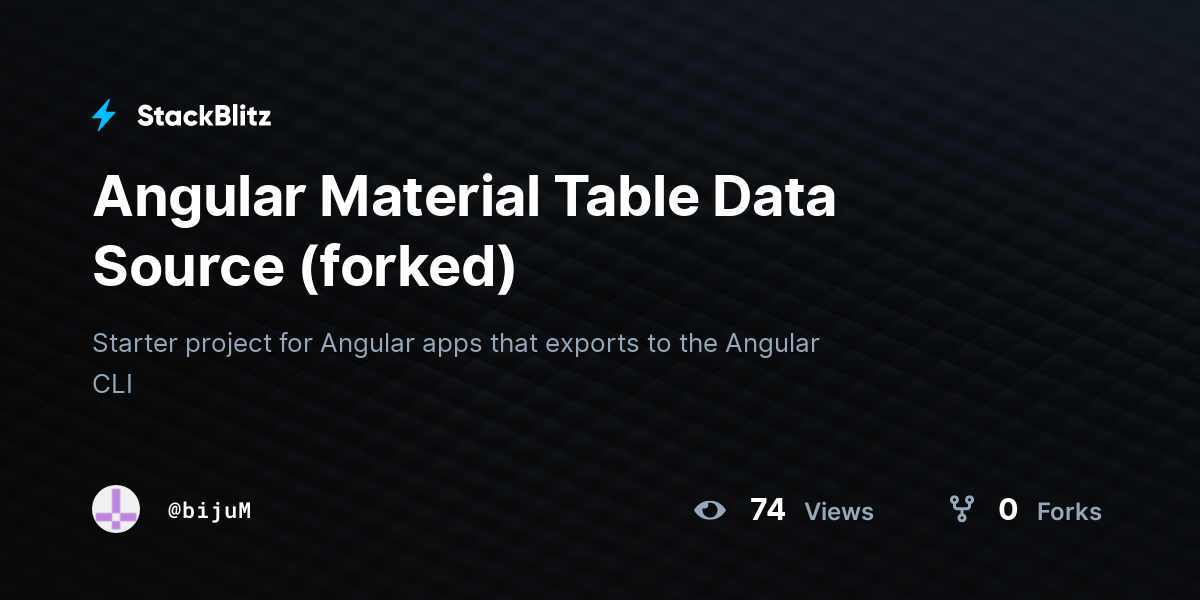 Angular Material Table Data Source (forked) - StackBlitz