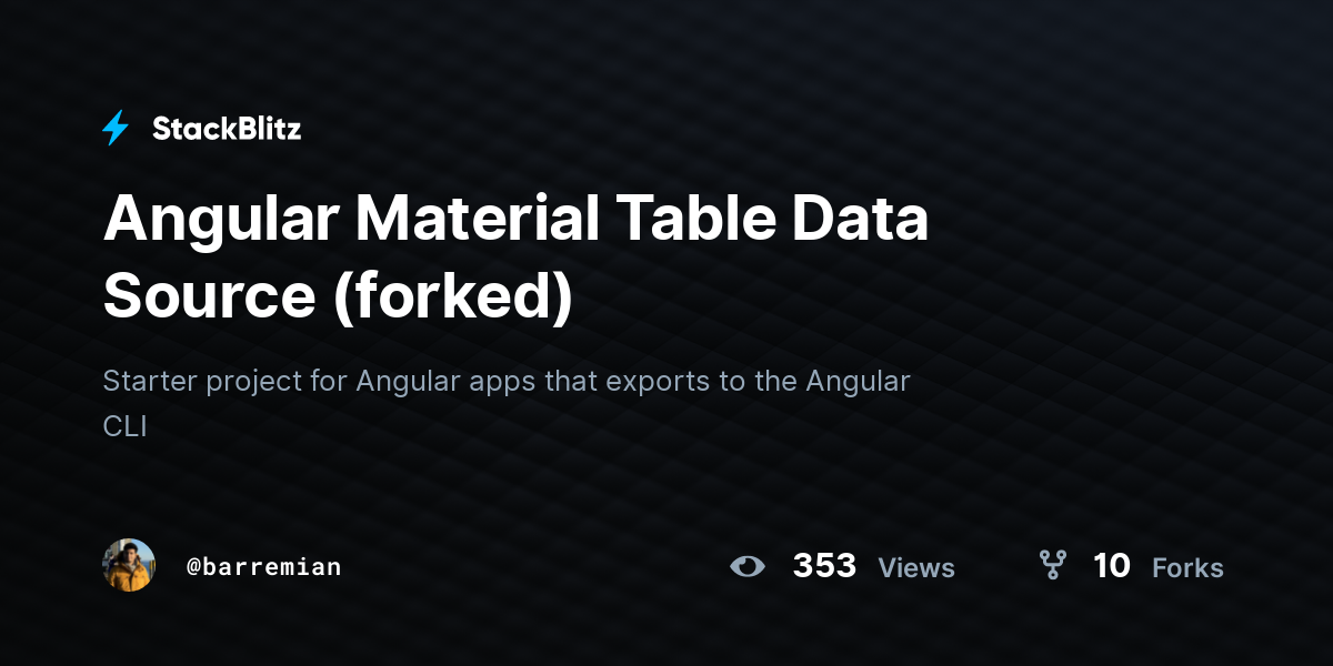 Angular Material Table Data Source (forked) - StackBlitz