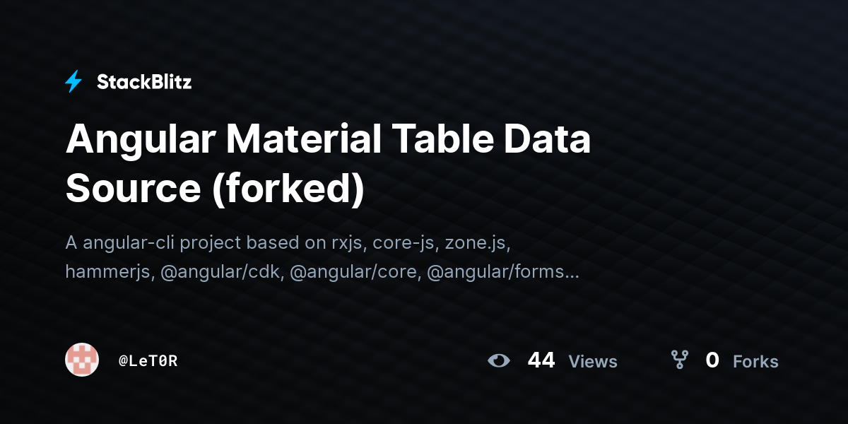 Angular Material Table Data Source (forked) - StackBlitz