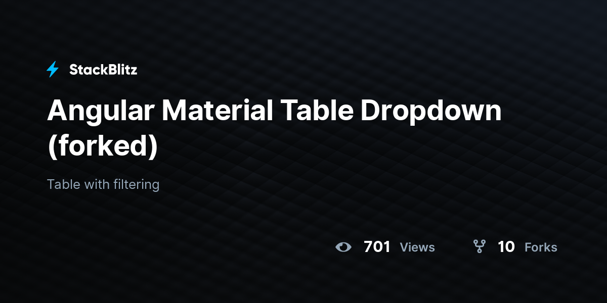 Angular Material Table Dropdown (forked) - StackBlitz
