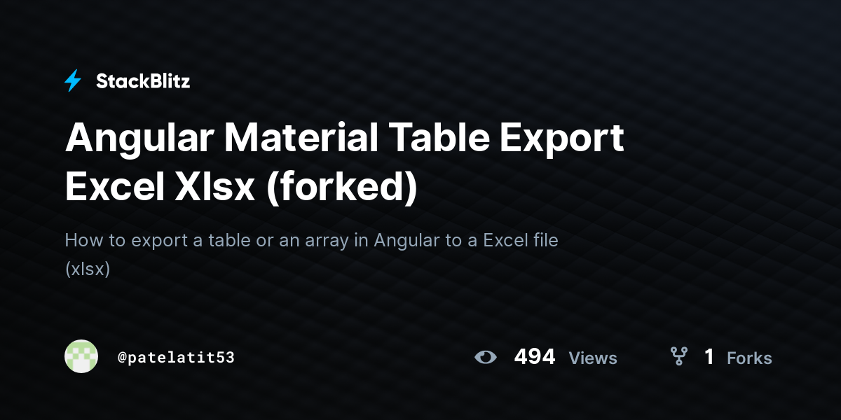 Angular Material Table Export Excel Xlsx (forked) - StackBlitz