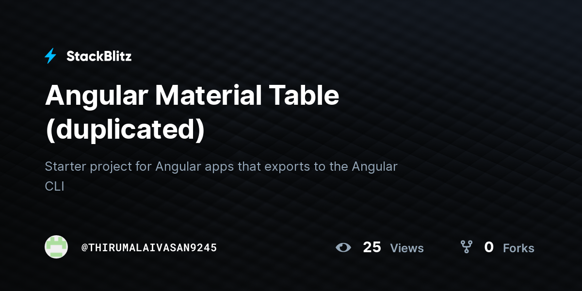 Angular Material Table (duplicated) - StackBlitz