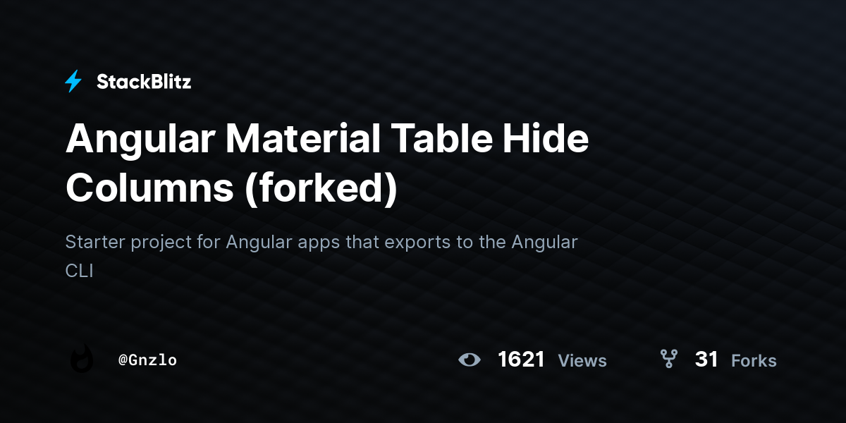 Angular Material Table Hide Columns (forked) - StackBlitz
