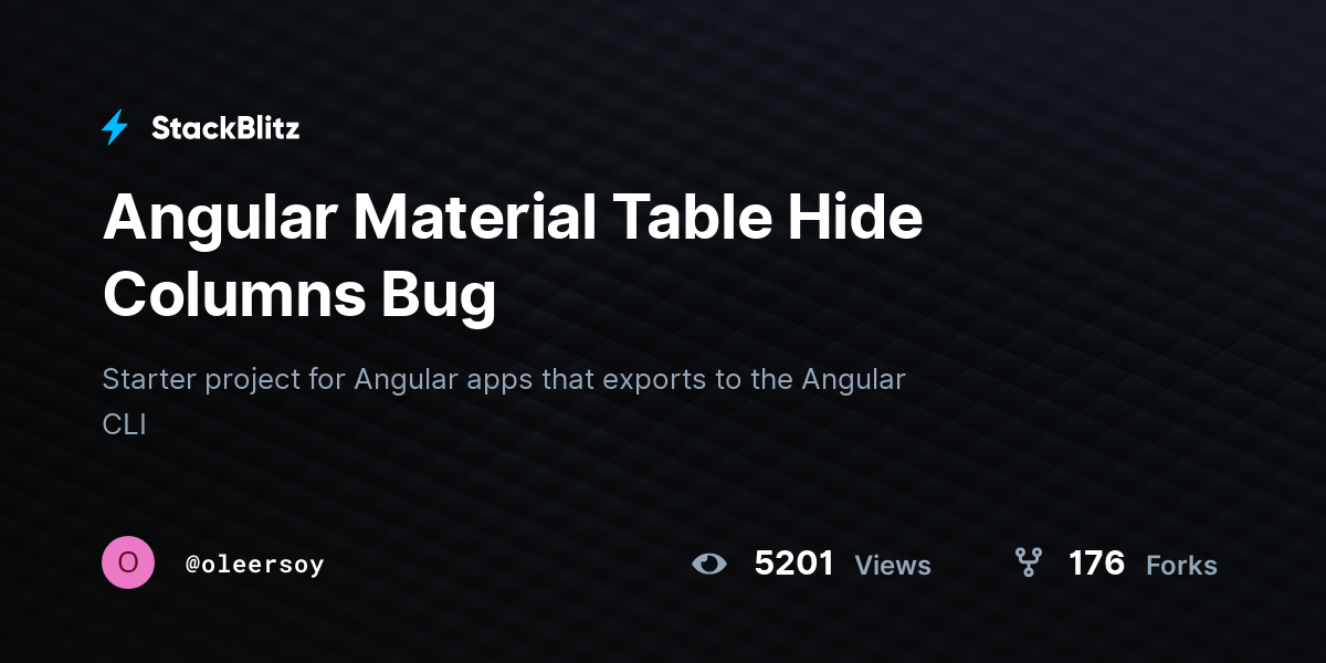 Angular Material Table Hide Columns Bug - StackBlitz