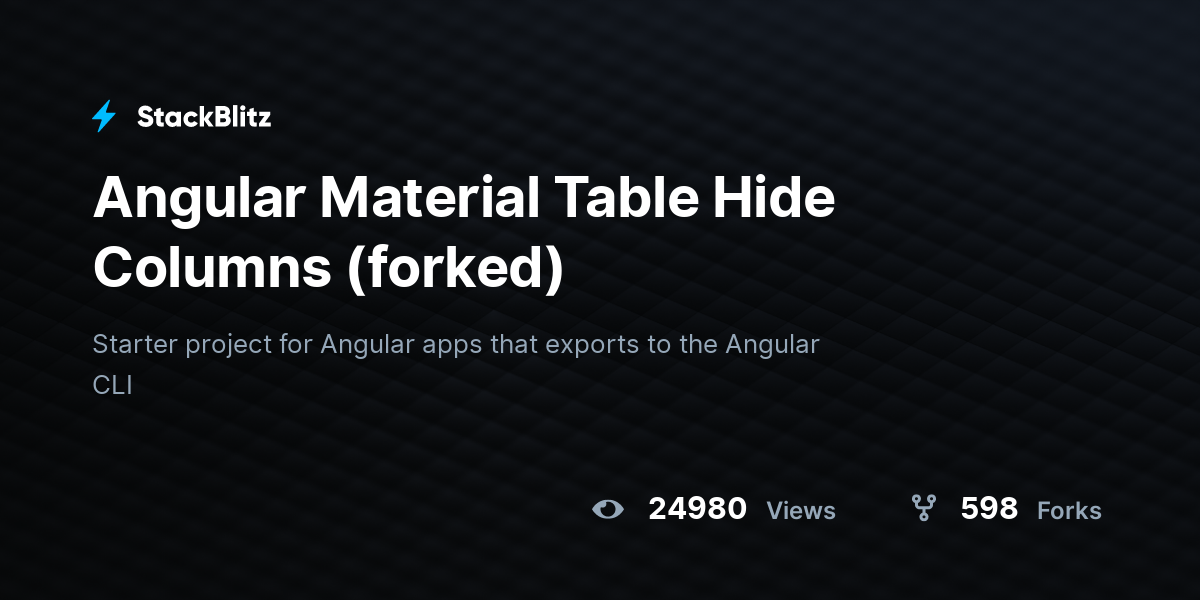 Angular Material Table Hide Columns (forked) - StackBlitz