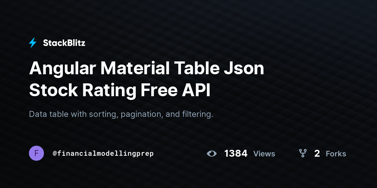 Angular Material Table Json Stock Rating Free API - StackBlitz