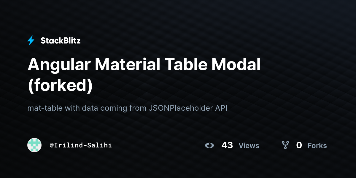 Angular Material Table Modal (forked) - StackBlitz