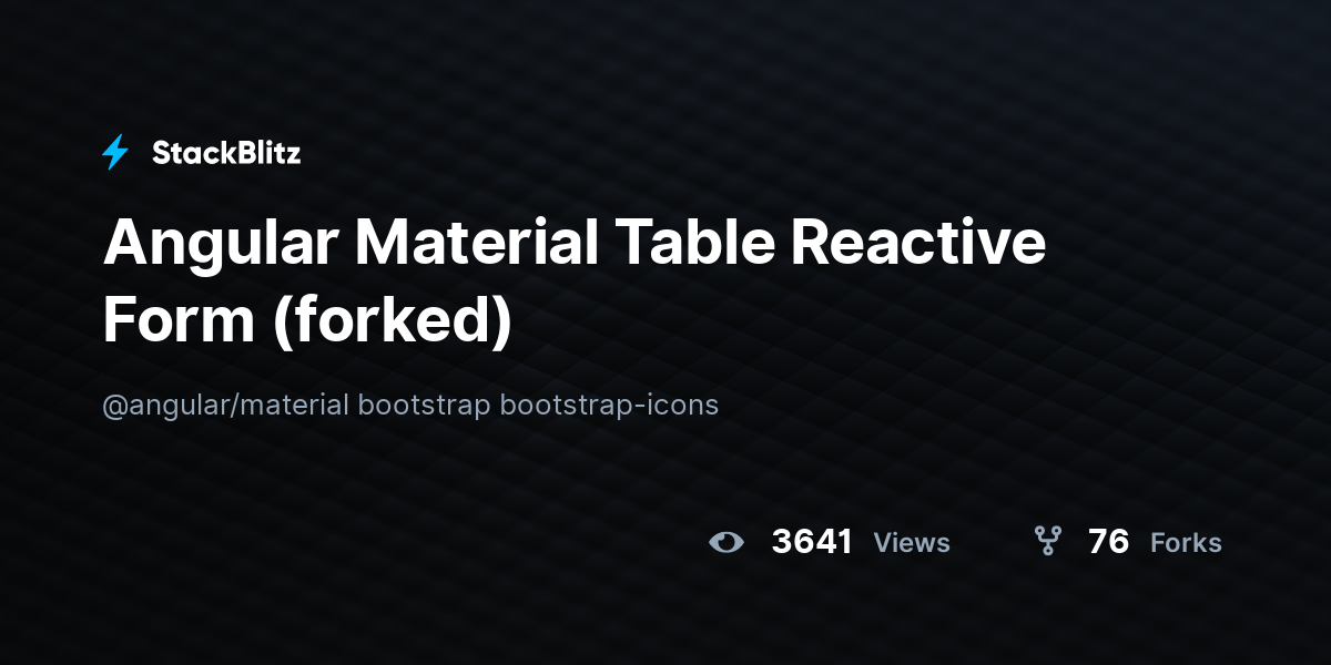 Angular Material Table Reactive Form (forked) - StackBlitz