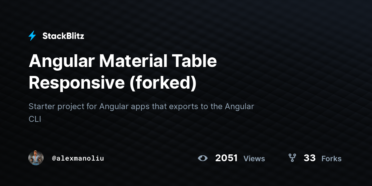 Angular Material Table Responsive (forked) - StackBlitz