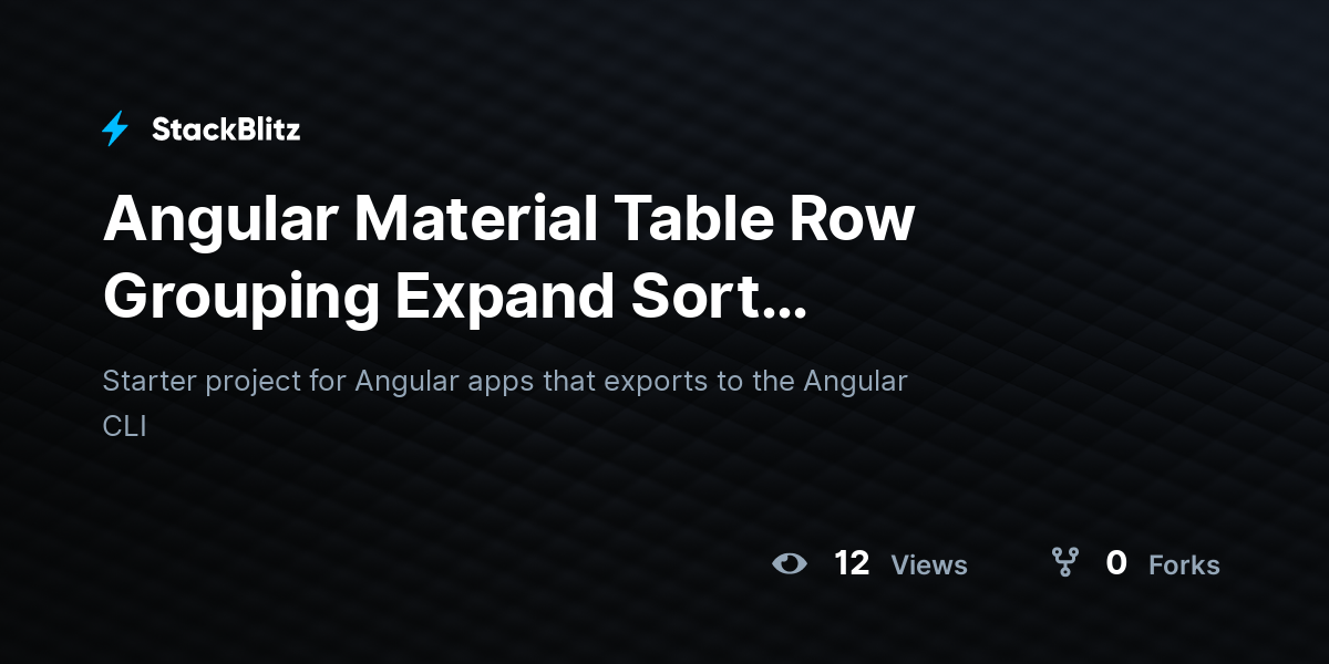 Angular Material Table Row Grouping Expand Sort (duplicated) - StackBlitz