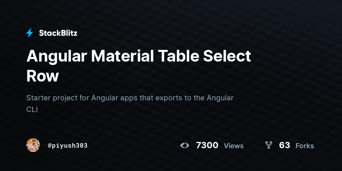 Angular Material Table Select Row - StackBlitz