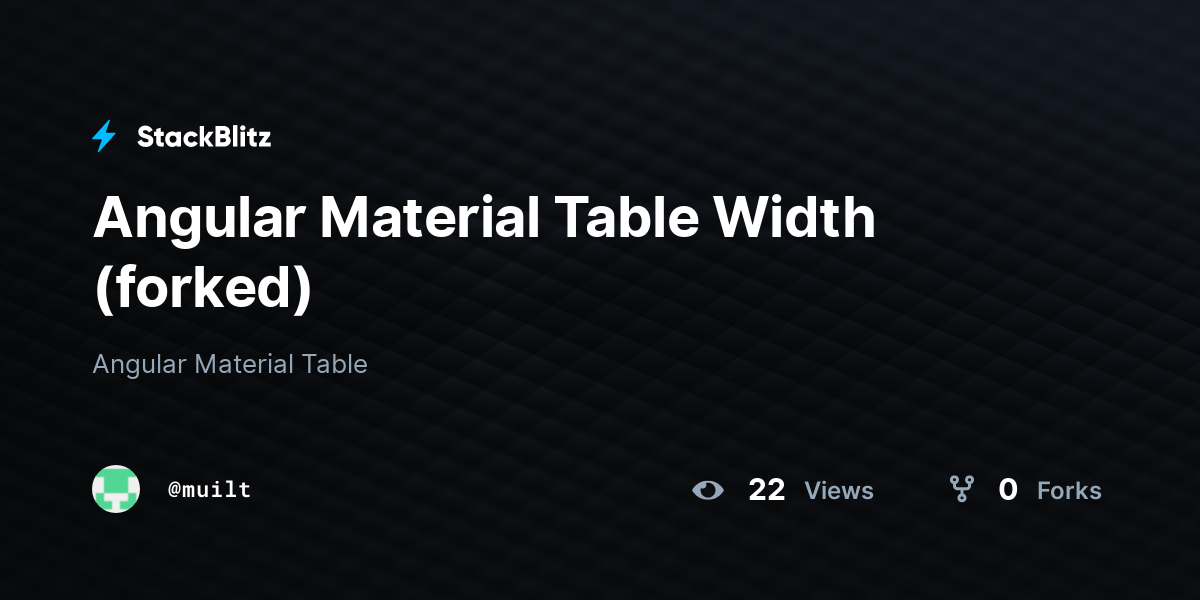 Angular Material Table Width (forked) - StackBlitz