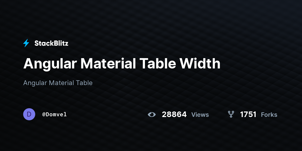 Angular Material Table Width - StackBlitz